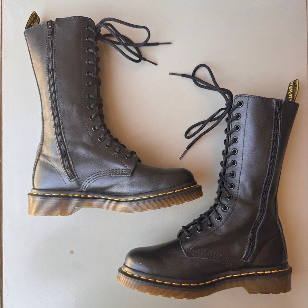 Dr Martens 1914 Vonda 14 Eye Lace Up Tall Boots Black Red Rose Womens 7US/38EU - Picture 6 of 16